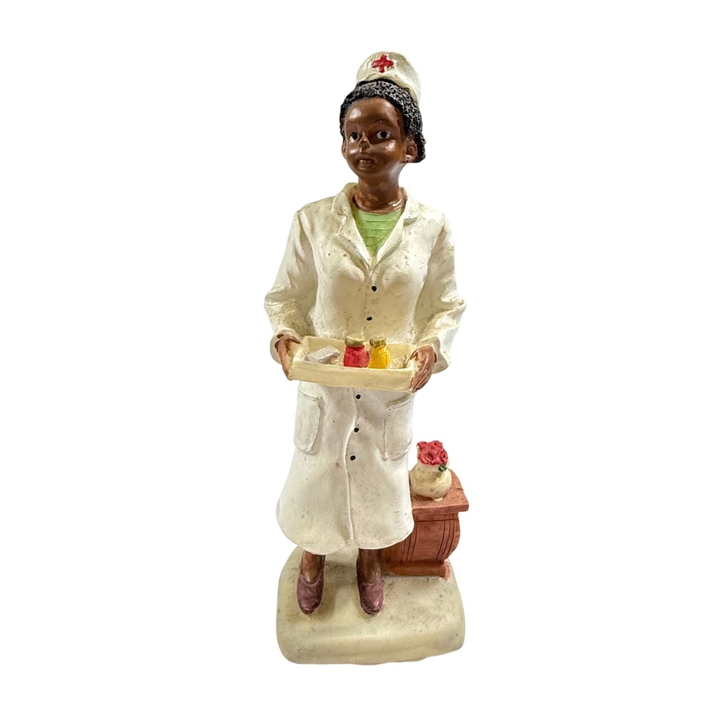 VTG Black African American Nurse Figurine Medical Professional Resin Gift Art